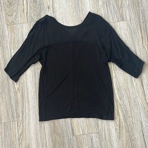 Anthropologie black size small three quarter length top with sheer neckline